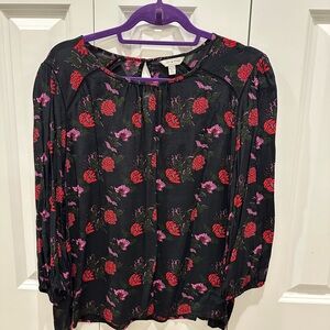 Floral Black and Red Women's Top